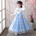 Girls Antique Floral Belted Dress