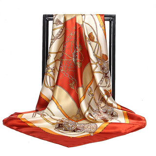 Buy orange Women Printed Square Silk Scarf