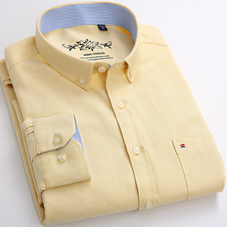 Buy yellow Men Casual Cotton Long-sleeved Shirt