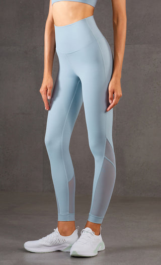 Buy blue Mesh Bottom Nylon High Waist Leggings