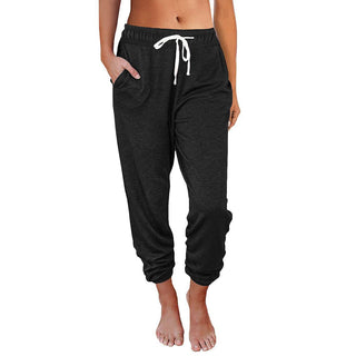 Buy black Unisex High Waist Loose Pocketed Sweatpants-