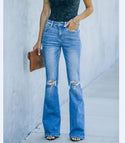 Women's Denim Trousers With Ripped Holes