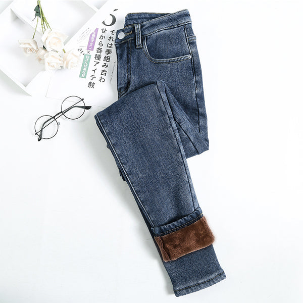 Women Plush Thickened Jeans