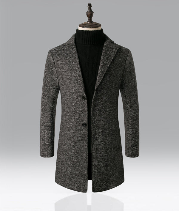 Men Snowflake Trench Mid-length Woolen Coat