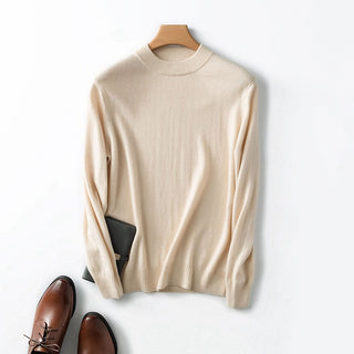 Buy beige Men Cashmere Thin Solid Colored Sweater