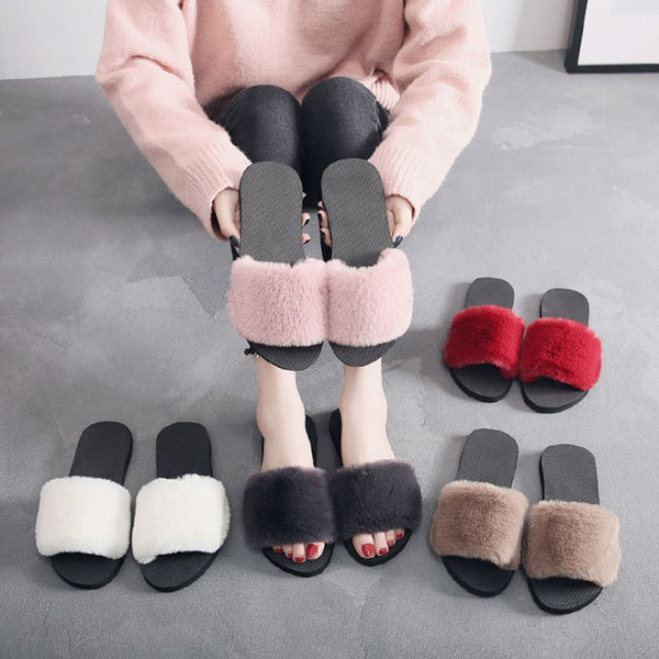 Plush Strapped Slip-on Plastic Comfort Shoes