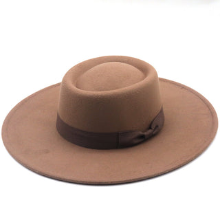 Buy khaki Concave Solid-Coloured Felt Hat