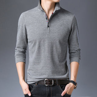 Buy gray Men Mid Sleeve Solid Colored Polo Shirt