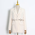 Two Piece Woven One-button Cropped Blazer & Pants