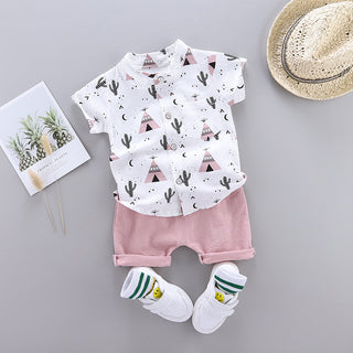 Buy pink Boys Short Sleeve Shirt Shorts Suit