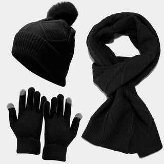 Three Piece Set Of Autumn And Winter Hat, Scarf, & Gloves