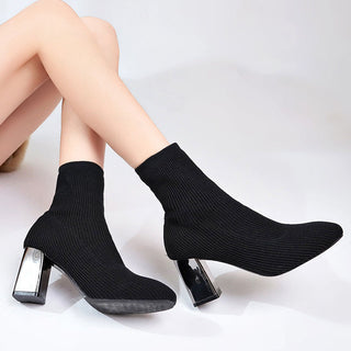 Women Elastic Heeled Boots