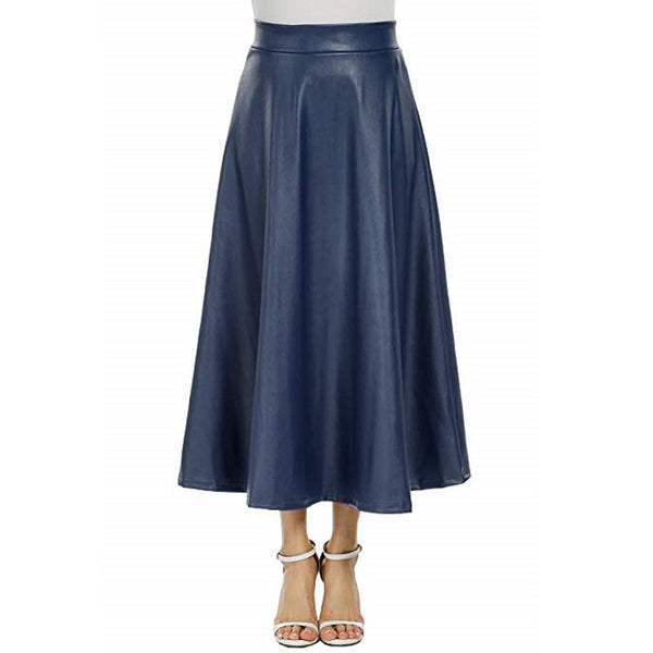 PU Leather Long High Waist Skirt