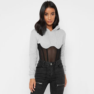 Buy grey Mesh See-through Hoodie