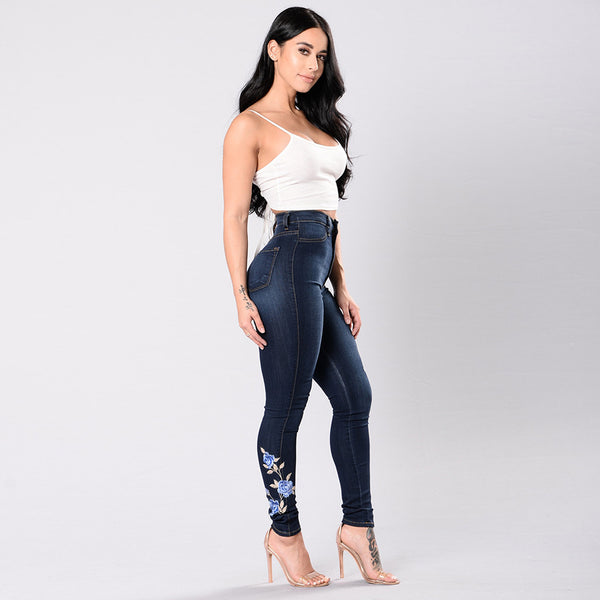 Women Floral Embroidered Skinny Jeans