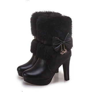 Buy black Women Sweet High Heel Boots