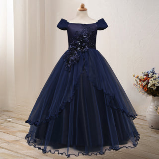 Girls One-shoulder Princess Flower Dress