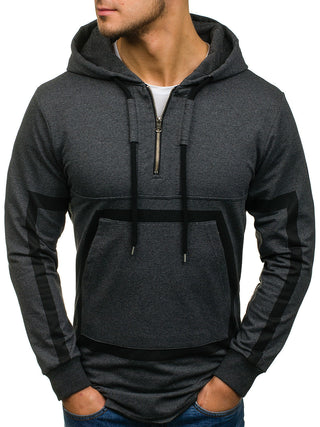 Buy dark-grey Men Long Sleeve Casual Sweater Slim Hoodie