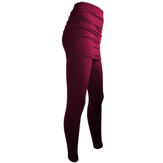 Buy wine-red Skirt Pleated Solid Color Leggings