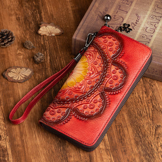 Women First layer Cowhide Long Wallet