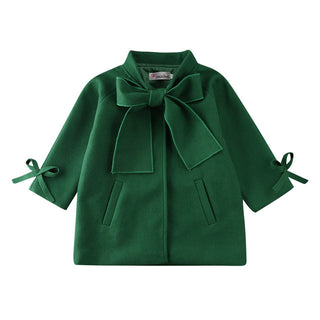 Buy green Kids Long Woolen Trench Coat