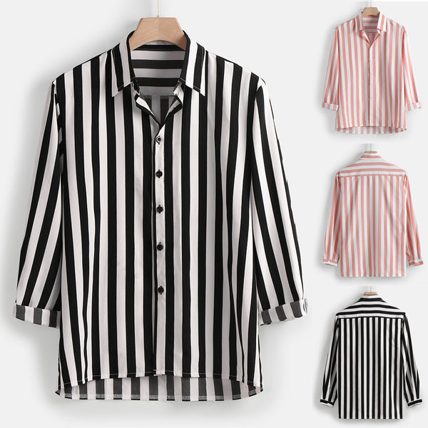 Men Long Sleeve Striped Shirt