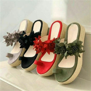 Floral Strap Single Toe Slip-on Sandals