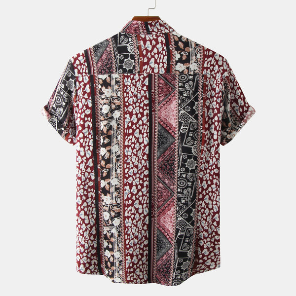 Men Floral Casual Short Sleeve Shirt