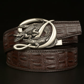 Buy d Patterned Real Cowhide Automatic Buckle Belt