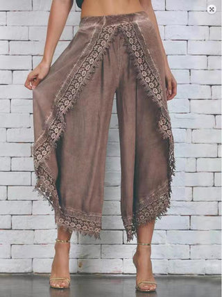 Buy khaki Women Commuter Lace Harem Wide Leg Pants