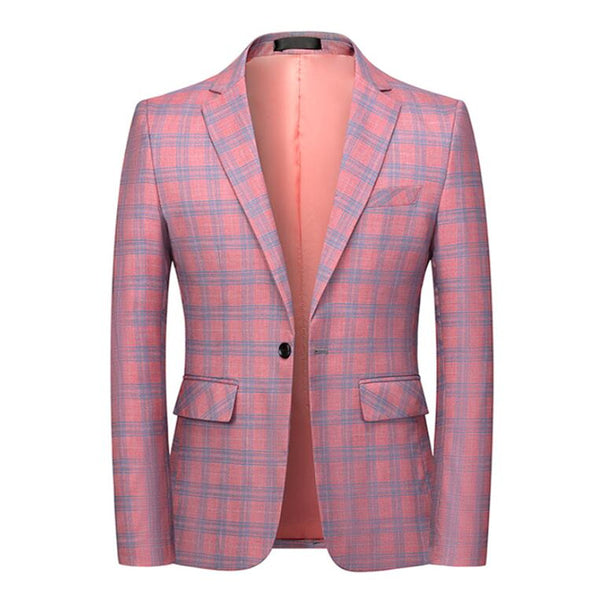 Men Slim Fit Plaid Blazer