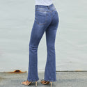 High-waist Stretch Distressed And Thin Wide-leg Pants