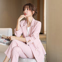 Two Piece Elegant Solid Color Blazer & Pant Suits