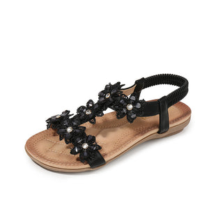 Buy black Women T-Shaped Floral Sandals