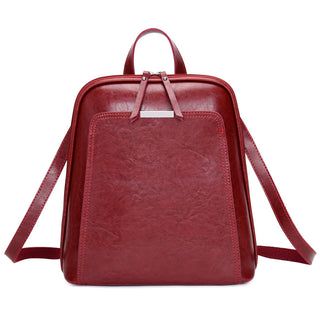 Buy red Large Capacity Leather Backpack