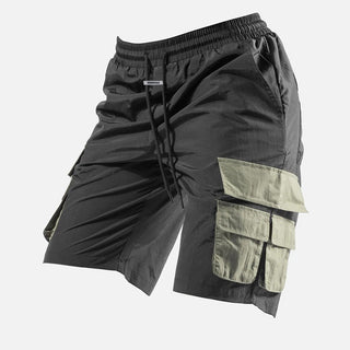 Buy black-green-bag Men Trendy Tooling Casual Shorts