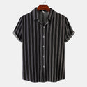 Men Striped Casual Short Sleeve Shirt