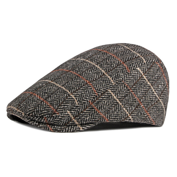 Men Retro Plaid Wool Hat