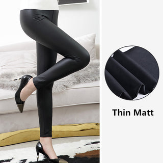 Buy thin-matt Women High Waist Tight Leather Leggings