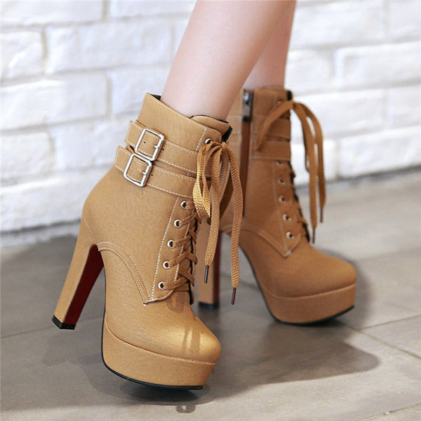 Women Ultra-Heeled Chunky Boots