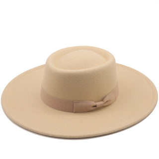 Buy beige Concave Solid-Coloured Felt Hat