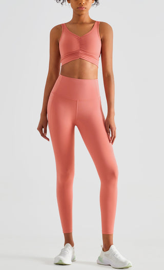 Buy peach Side Pocket High Waist Nylon Leggings