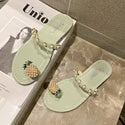 Pineapple Pearl Strapped Flat Flip Flops