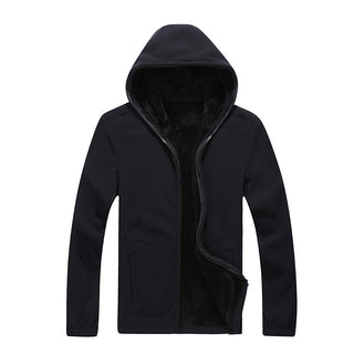 Buy black Men Plain Zip-Up Hoodie