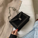 Leather Scrub Small Chained Crossbody Bag