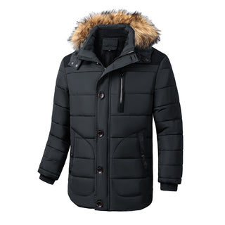 Buy black Men Cotton-padded Clothes Warm Jacket