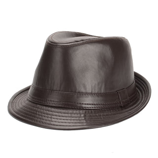 Buy brown-leather Men Woolen Leather Top Hat