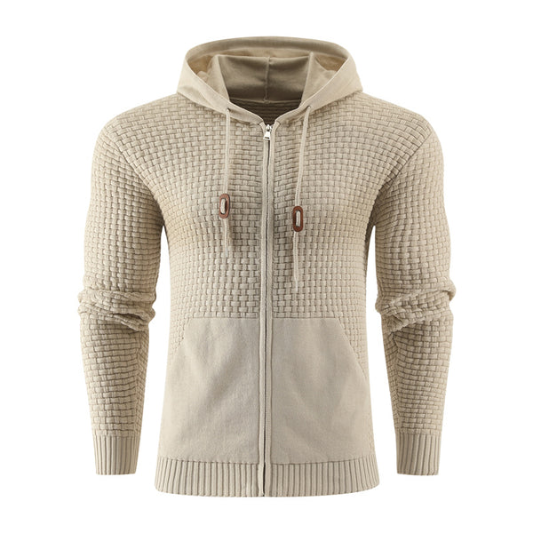 Men Four Seasons Knitting Zipper Hoodie