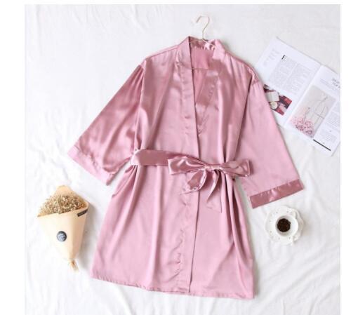 Women Champagne Satin Sleepwear Robe