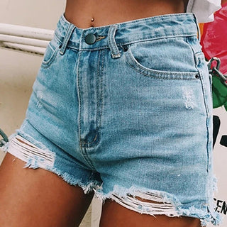 Women Ripped Frayed Denim Shorts